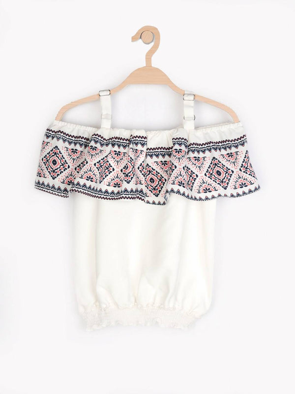 Peppermint Girls Off White Printed Top 12547 2