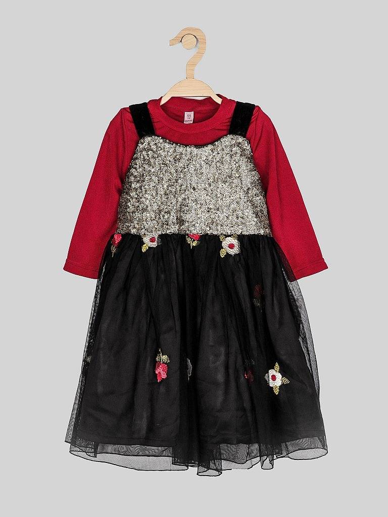 Peppermint Girls Black Net Dress With Inner 12644 1