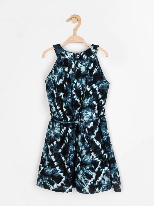 Peppermint Girls Navy Blue Enzyme Washed Dress With Belt 12771 2