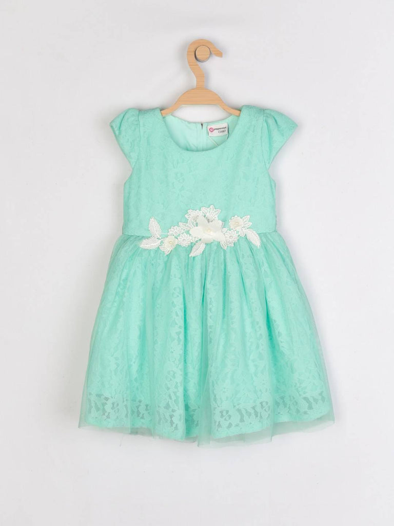 Peppermint Girls Sea Green Net Dress 12939 1