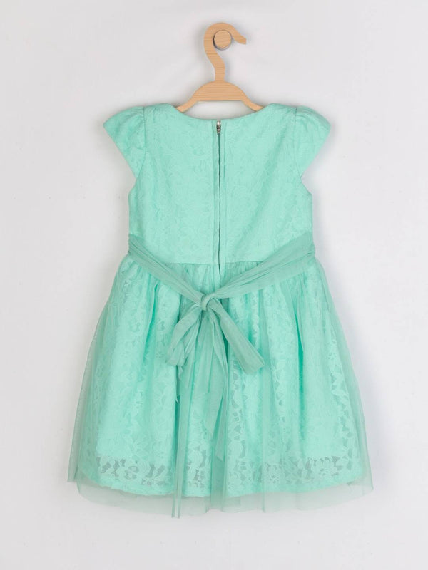 Peppermint Girls Sea Green Net Dress 12939 2