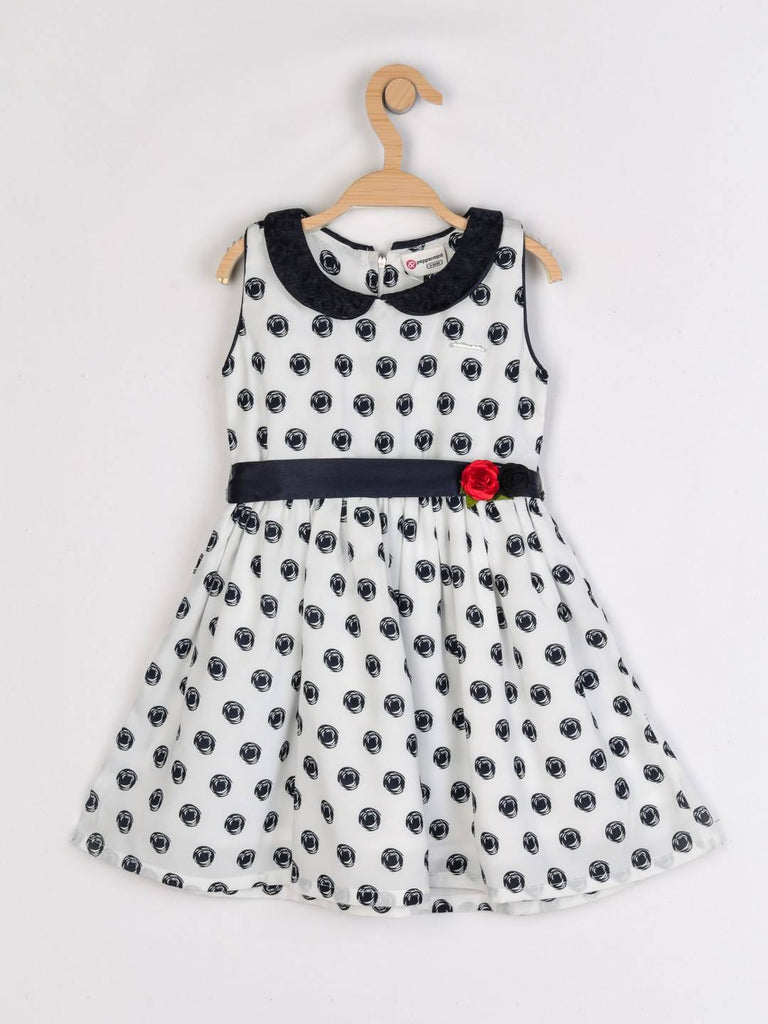 Peppermint Girls White Printed Dress With Belt 12940 1