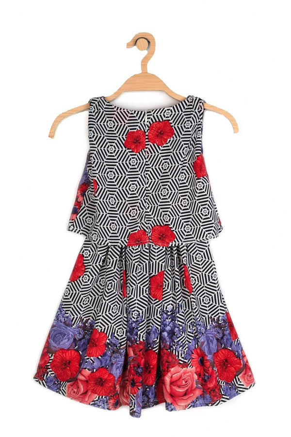 Peppermint Girls Navy Blue Printed Dress 12772 2