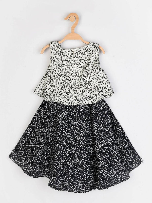 Peppermint Girls Navy Blue Printed Dress 12266 2