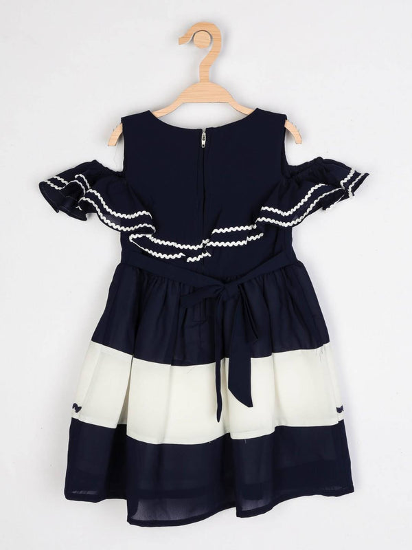 Peppermint Girls Navy Blue Printed Dress 12943 2