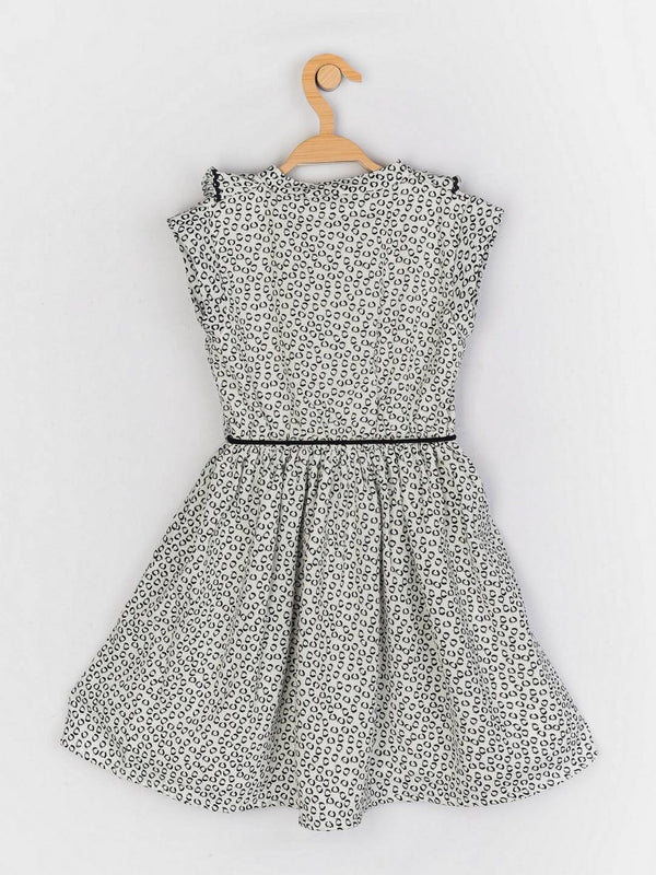 Peppermint Girls Off White Printed Dress With Belt 12550 2