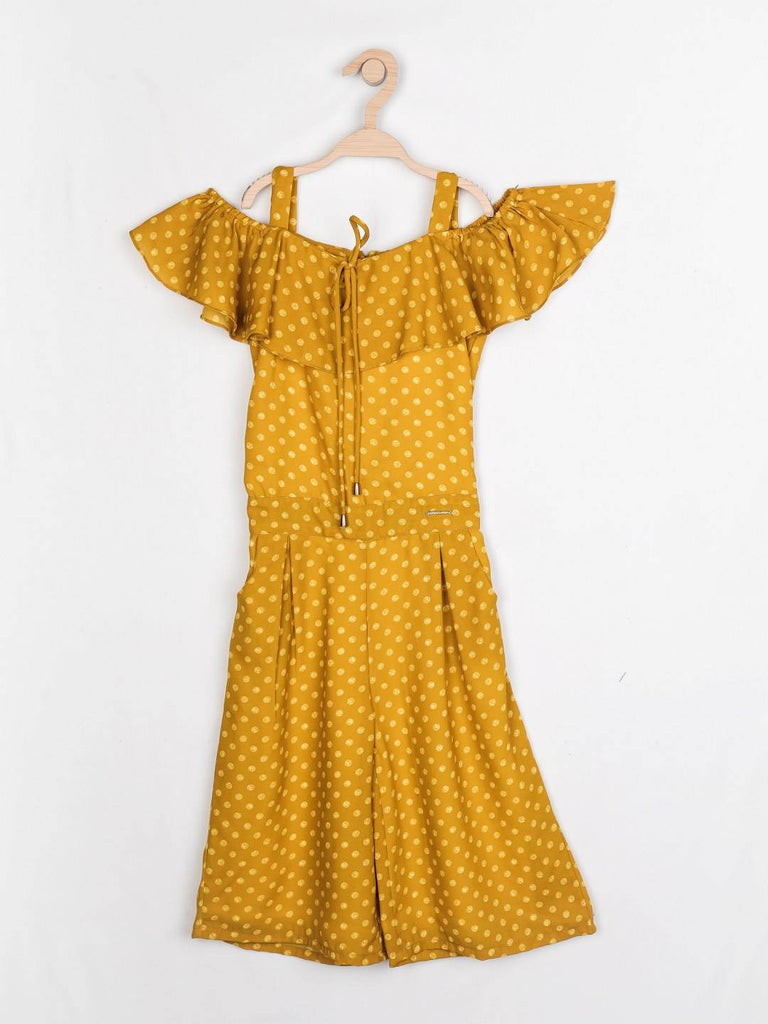 Peppermint Girls Mustard Printed Jumpsuit 12423 1