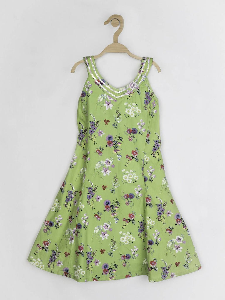 Peppermint Girls Green Printed Dress 12646 1