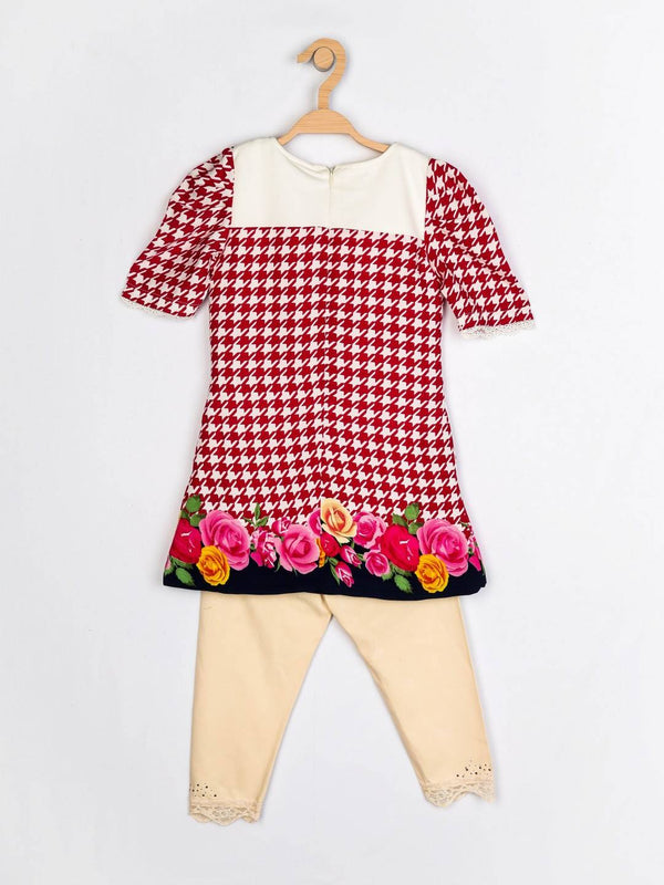 Peppermint Girls Red Printed Tunic With Legging 12773 2