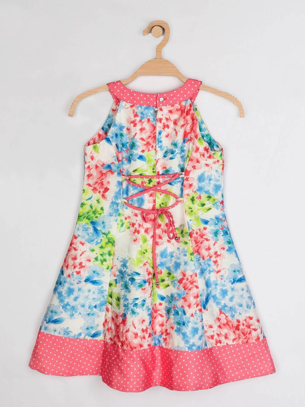 Peppermint Girls Peach Printed Dress 12460 2