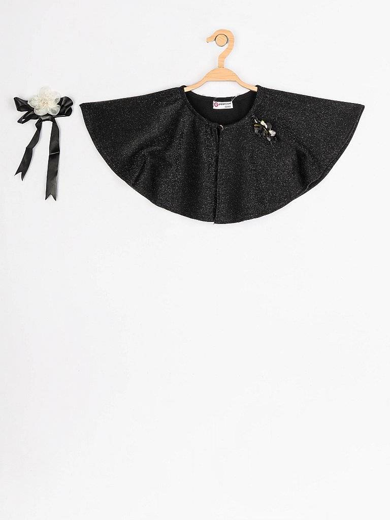 Peppermint Girls Black Regular Cape With Hairband 12615 1