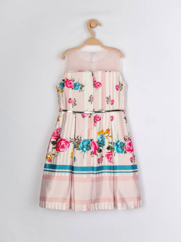 Peppermint Girls Peach Satin Finish Dress With Belt 12966 2