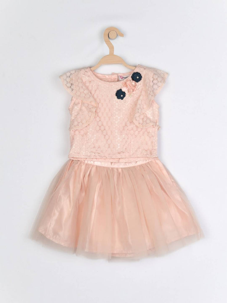 Peppermint Girls Peach Net Skirt Top Set 12970 1