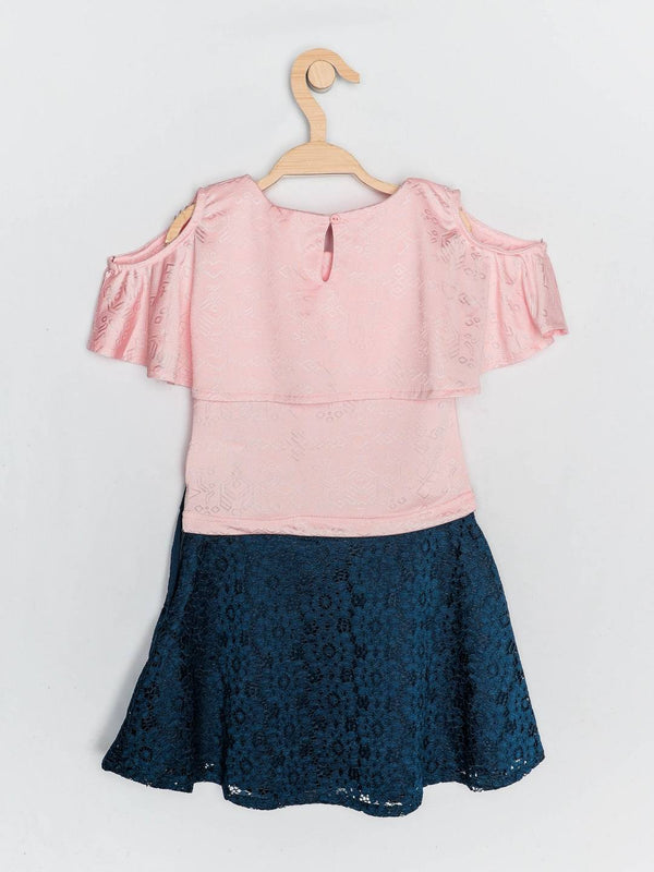Peppermint Girls Peach Net Skirt Top Set 12971 2