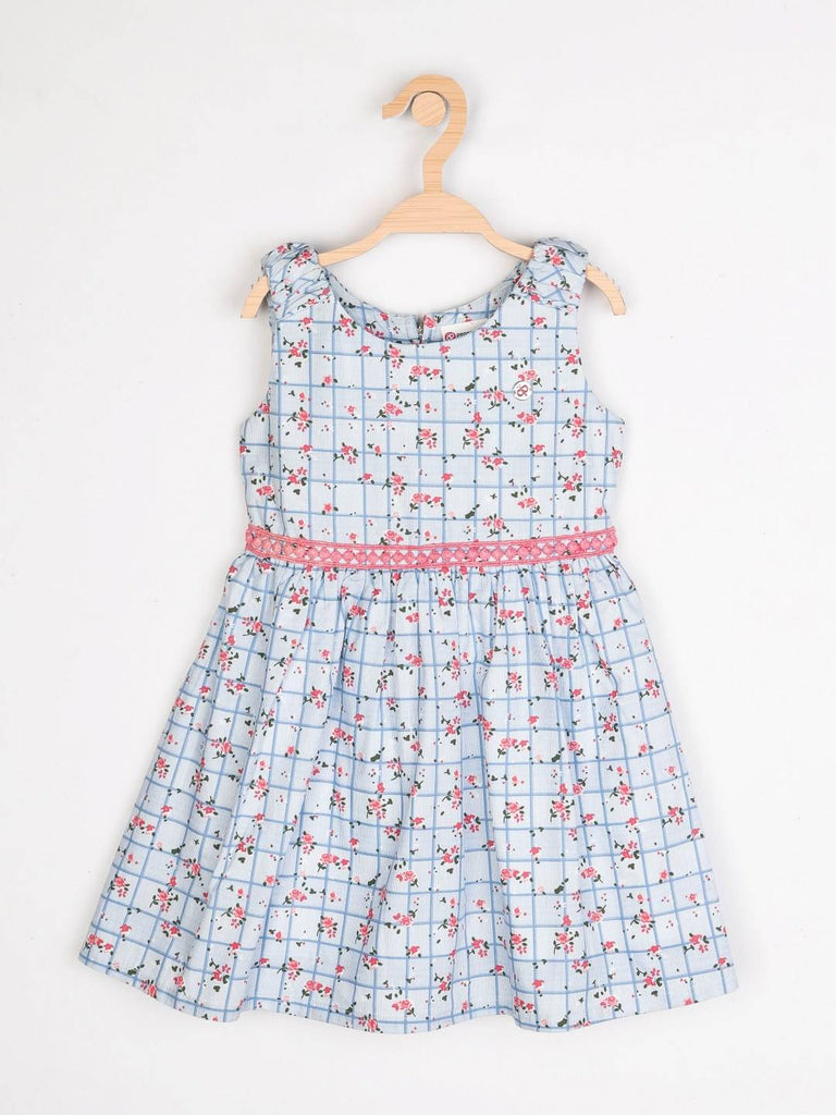 Peppermint Girls Blue Printed Dress 12246 1