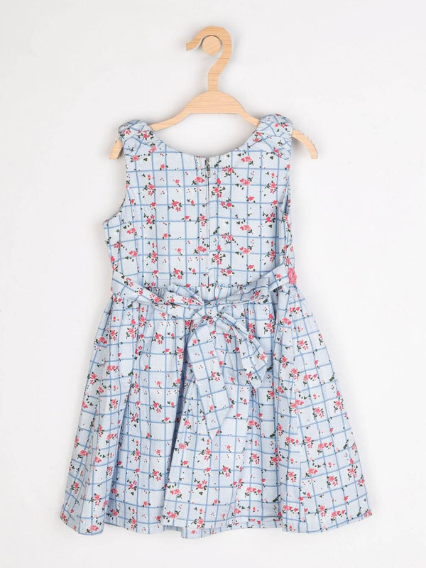 Peppermint Girls Blue Printed Dress 12246 2