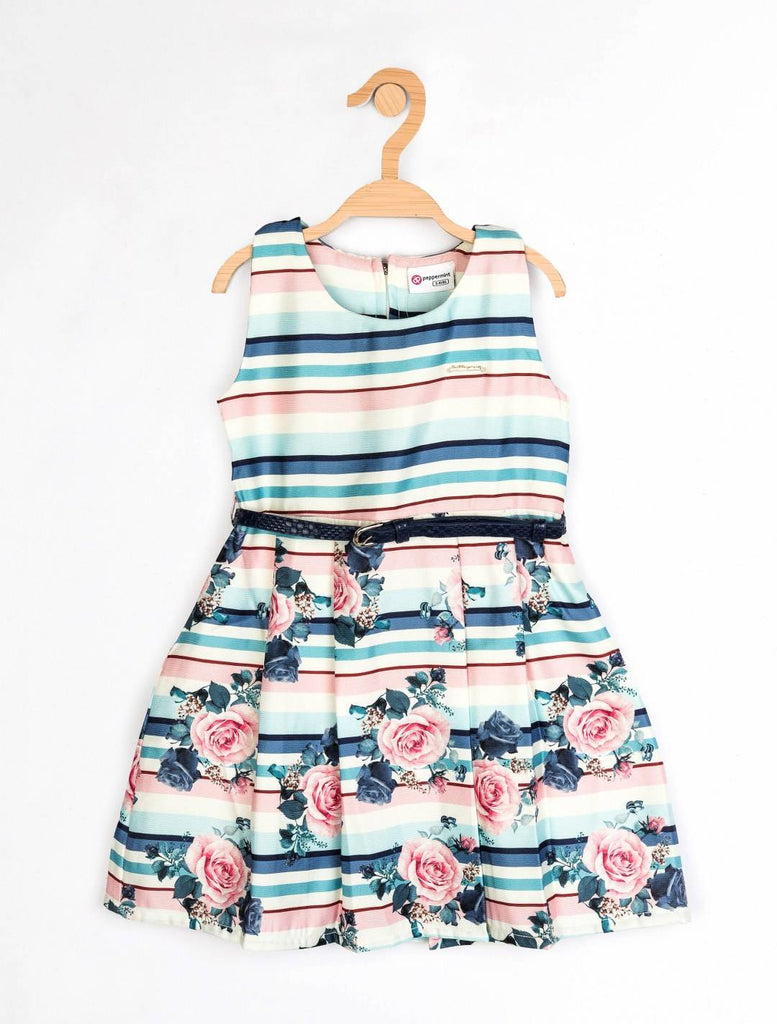 Peppermint Girls Assorted Printed Dress With Belt 12340 1