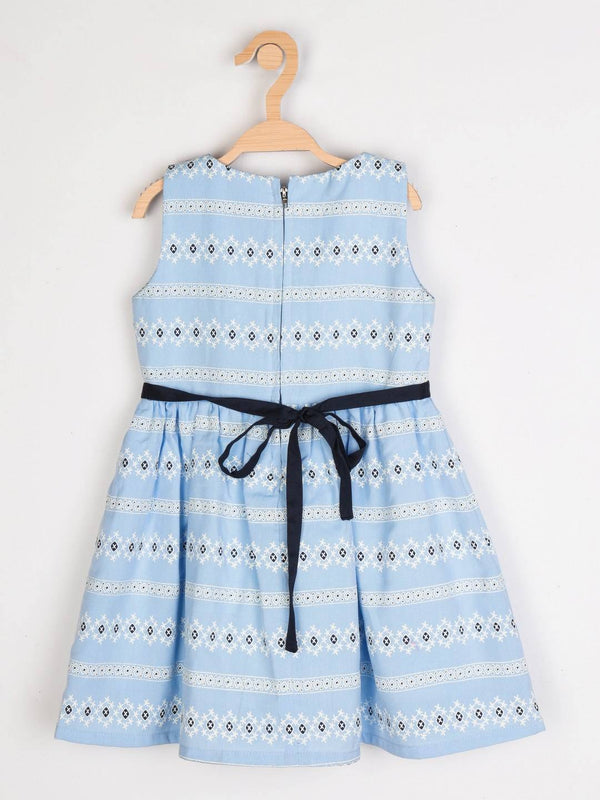 Peppermint Girls Blue Printed Dress 12350 2