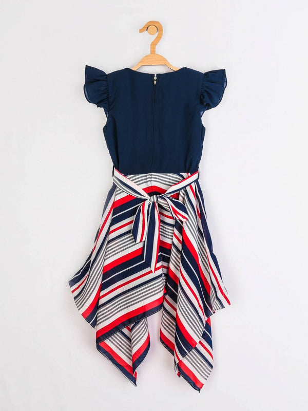 Peppermint Girls Navy Blue Regular Dress With Belt 12432 2