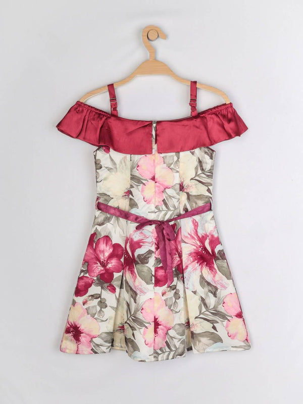Peppermint Girls Mauve Satin Finish Dress With Belt 13023 2