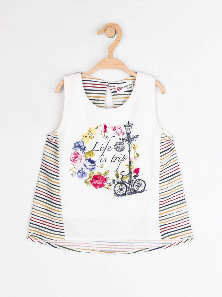 Peppermint Girls Off White Printed Top 12562 1