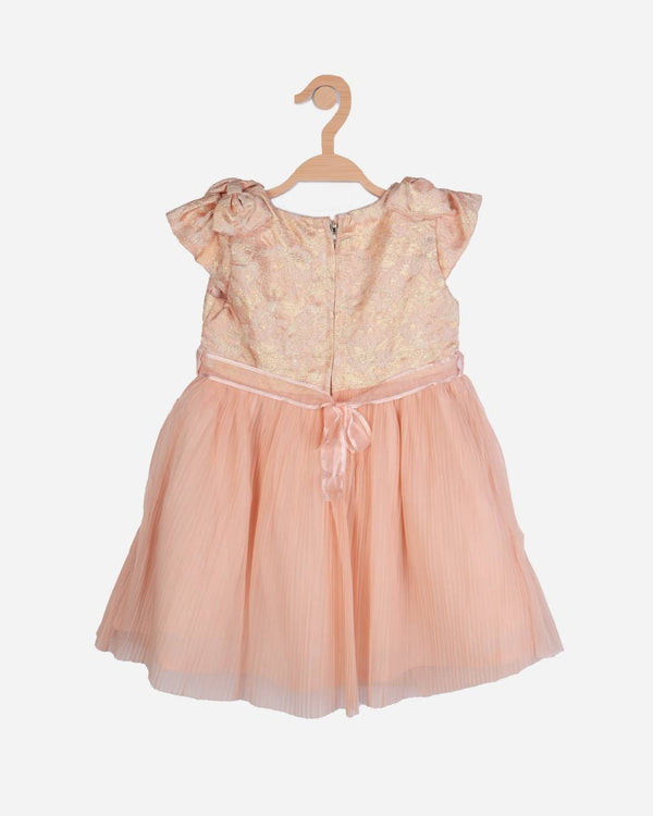 Peppermint Girls Peach Regular Dress With Belt 12295 2