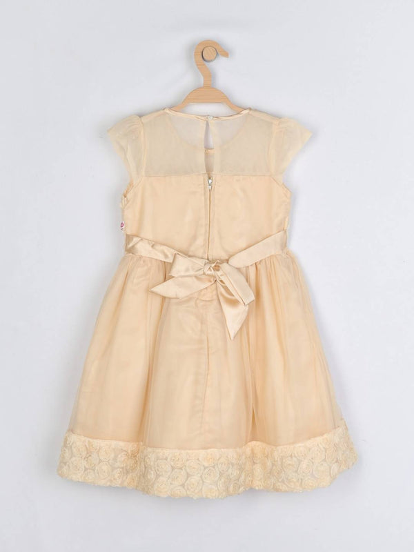 Peppermint Girls Cream Printed Dress 12977 2