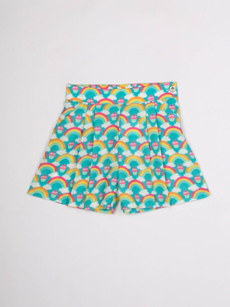 Peppermint Girls Sea Green Printed Shorts 12979 1