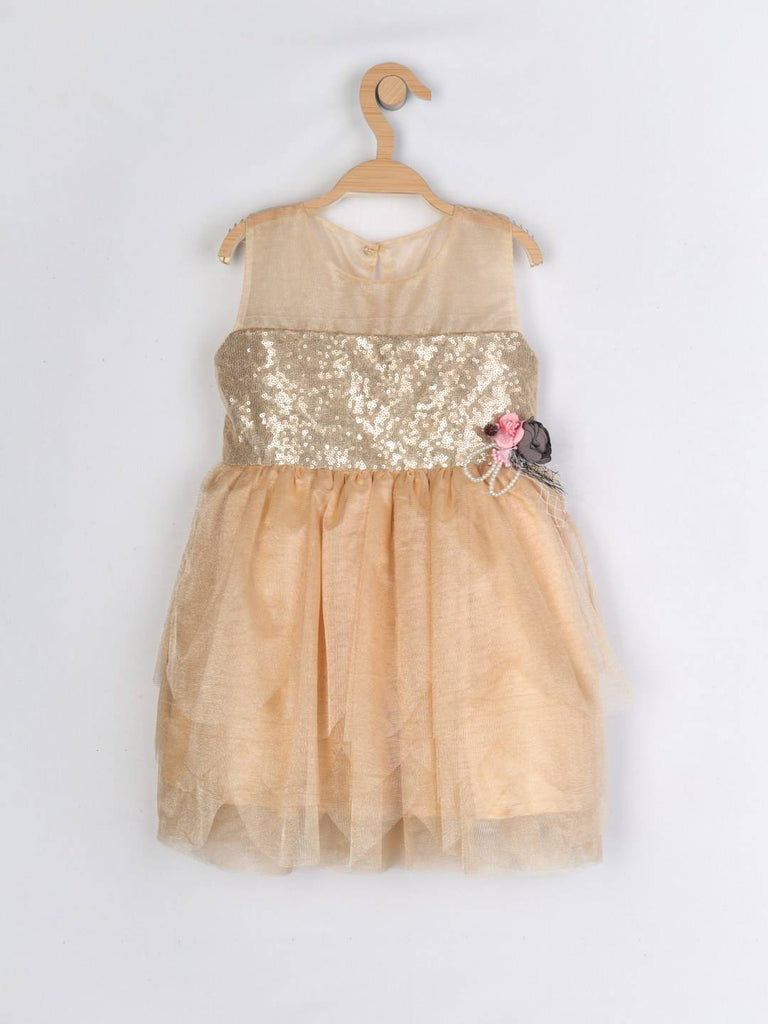 Peppermint Girls Gold Net Dress 12288 1