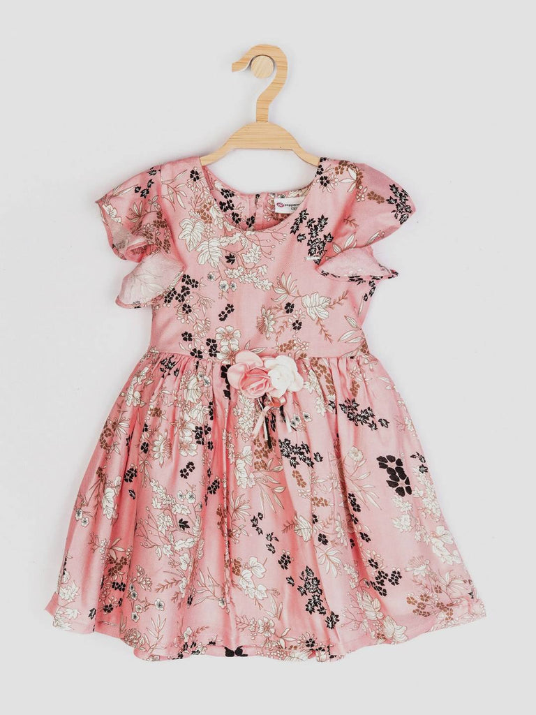 Peppermint Girls Peach Printed Dress 12784 1