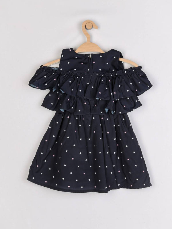 Peppermint Girls Navy Blue Printed Dress 12982 2