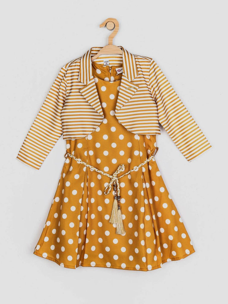 Peppermint Girls Mustard Printed Dress Jacket With Belt 12409 1