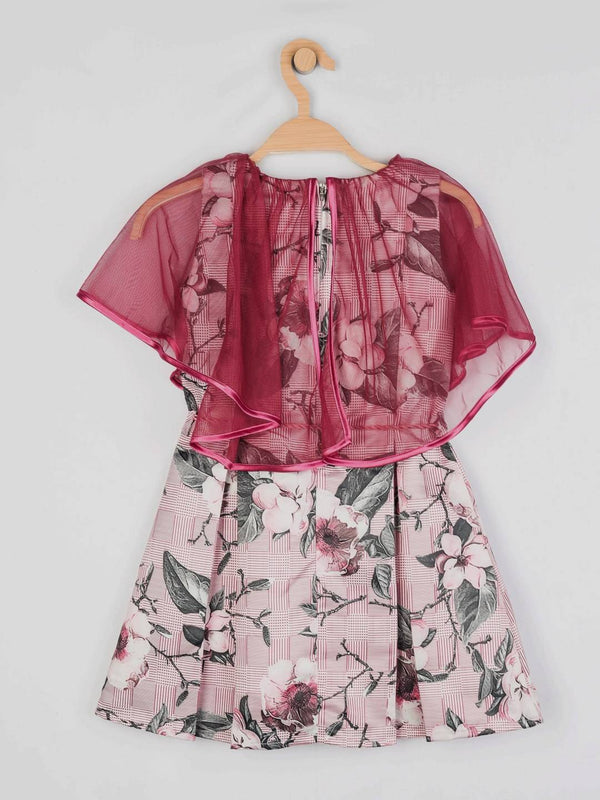 Peppermint Girls Mauve Printed Dress With Belt 12786 2