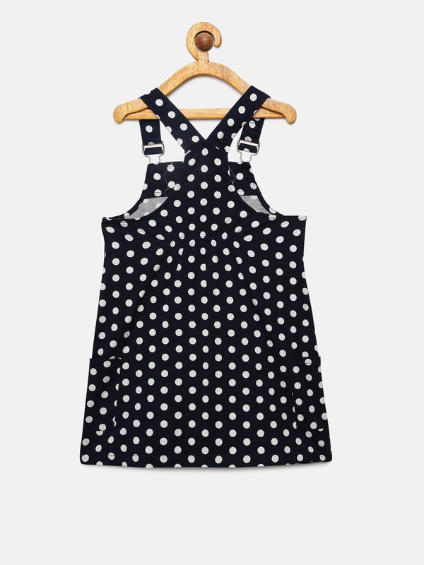 Peppermint Girls Navy Blue Bio Finish Dungaree Top Set 12996 2