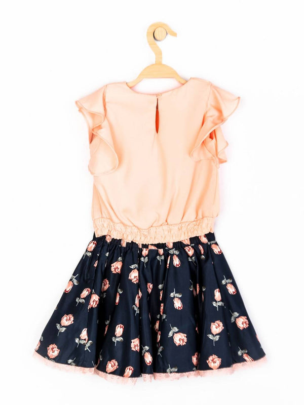 Peppermint Girls Peach Printed Skirt Top Set 12999 2
