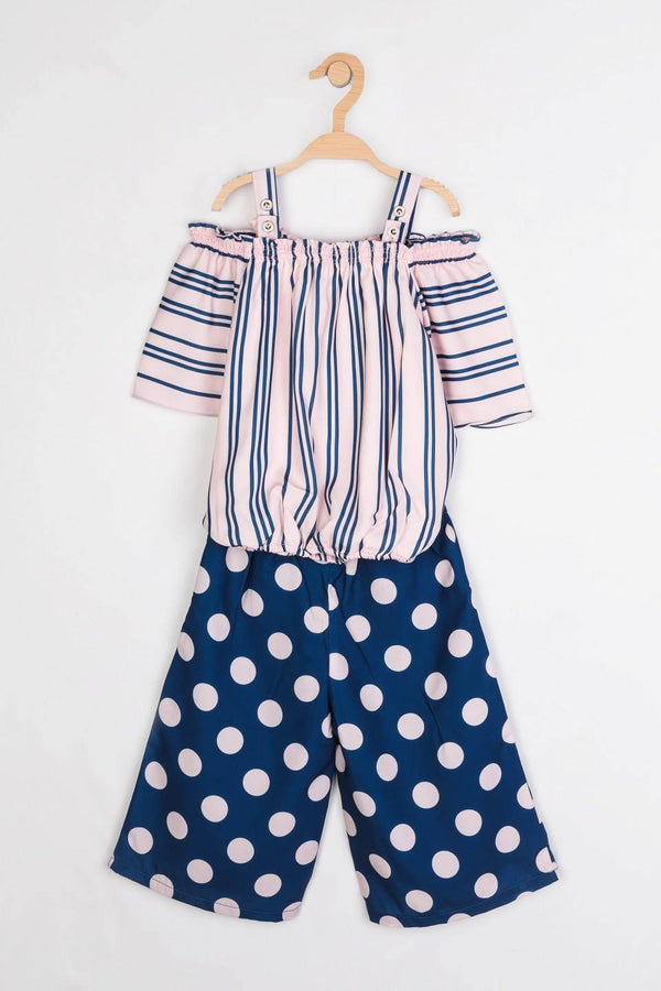 Peppermint Girls Peach Printed Culotte Top Set 12568 2