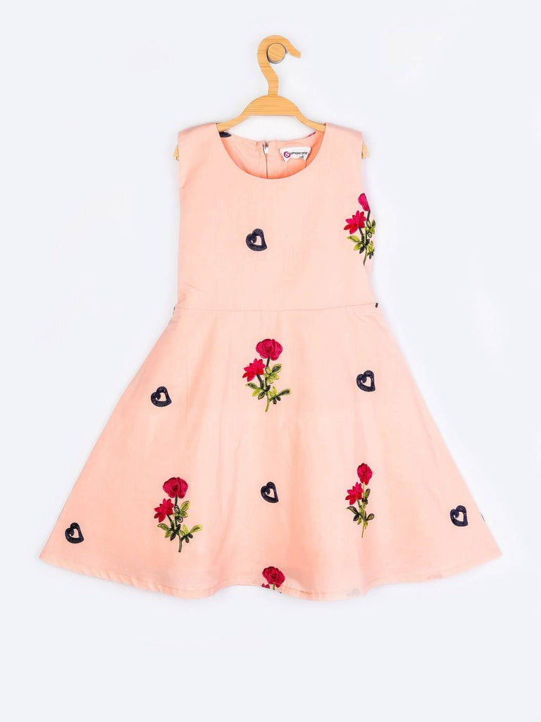 Peppermint Girls Peach Regular Dress With Separate Sleeves 13009 1